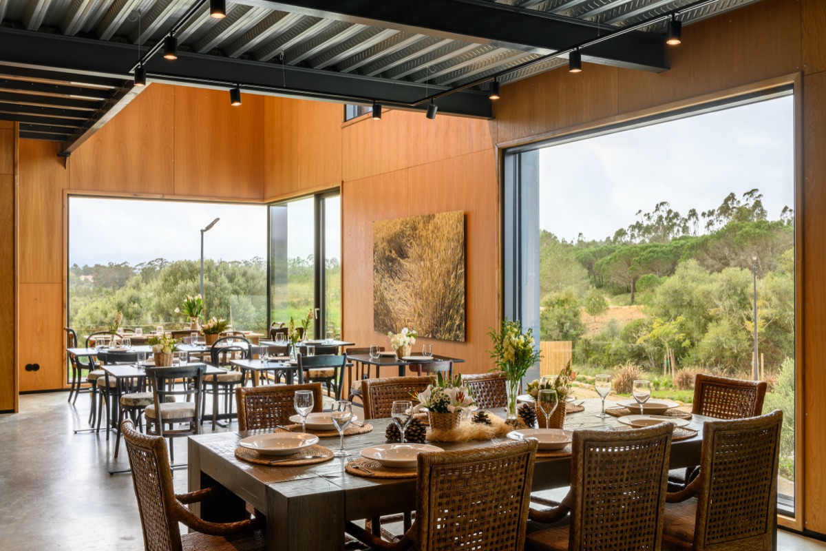Farm-to-table dining room at Quinta da Bufala with panoramic nature views